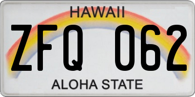 HI license plate ZFQ062