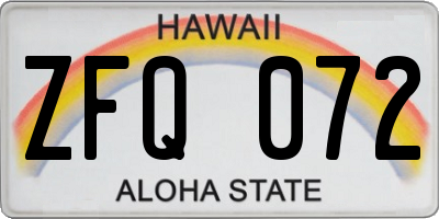 HI license plate ZFQ072
