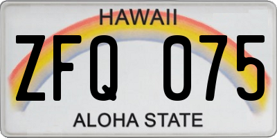 HI license plate ZFQ075