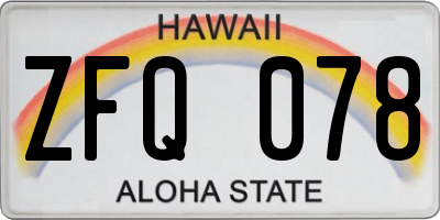 HI license plate ZFQ078