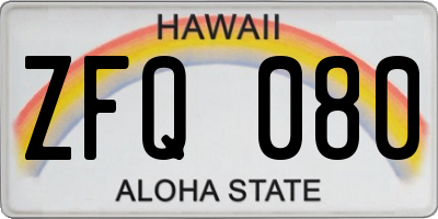 HI license plate ZFQ080
