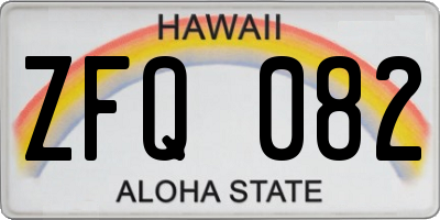 HI license plate ZFQ082