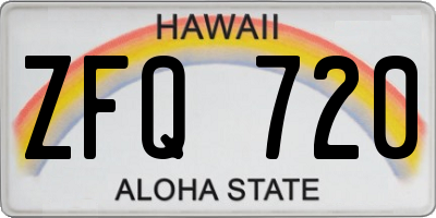 HI license plate ZFQ720