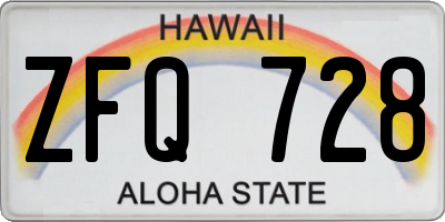 HI license plate ZFQ728