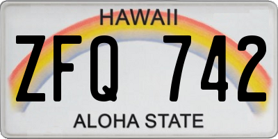 HI license plate ZFQ742