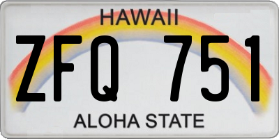 HI license plate ZFQ751