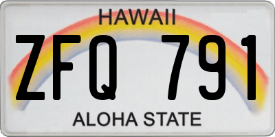 HI license plate ZFQ791