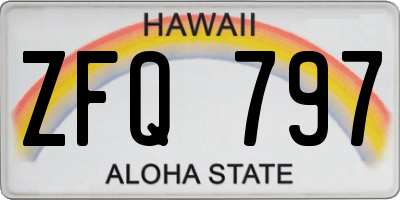 HI license plate ZFQ797