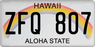 HI license plate ZFQ807