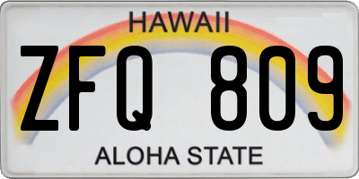 HI license plate ZFQ809