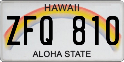 HI license plate ZFQ810