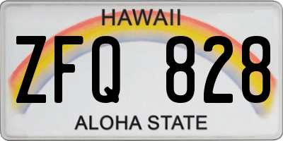 HI license plate ZFQ828