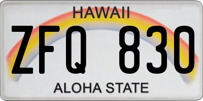 HI license plate ZFQ830