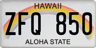 HI license plate ZFQ850