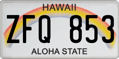 HI license plate ZFQ853