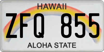 HI license plate ZFQ855