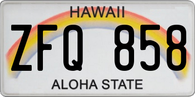 HI license plate ZFQ858