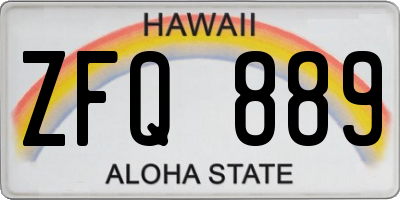HI license plate ZFQ889