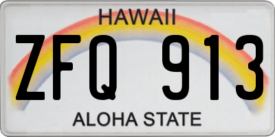HI license plate ZFQ913