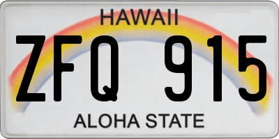 HI license plate ZFQ915