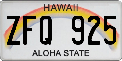 HI license plate ZFQ925