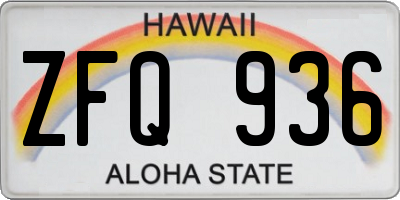 HI license plate ZFQ936