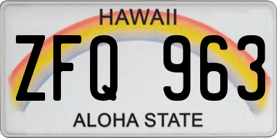 HI license plate ZFQ963