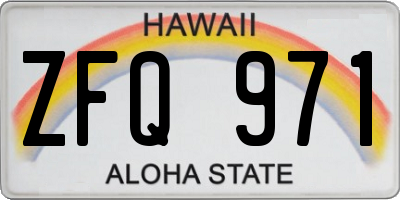 HI license plate ZFQ971