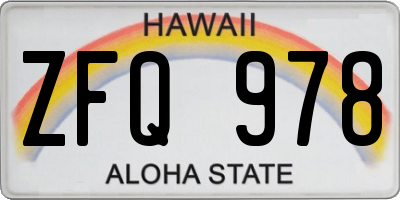 HI license plate ZFQ978
