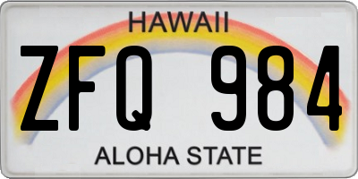HI license plate ZFQ984