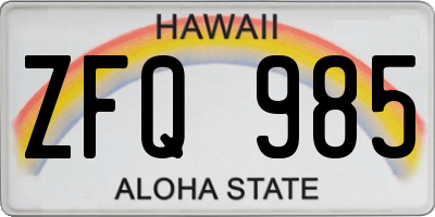 HI license plate ZFQ985