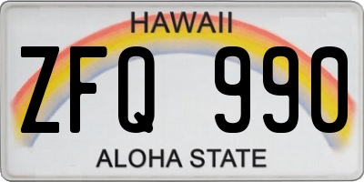 HI license plate ZFQ990