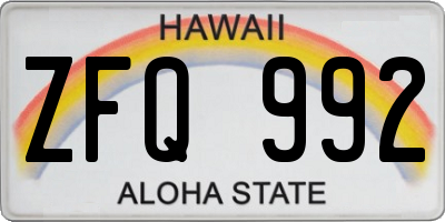 HI license plate ZFQ992