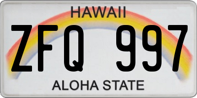 HI license plate ZFQ997