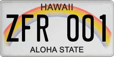 HI license plate ZFR001