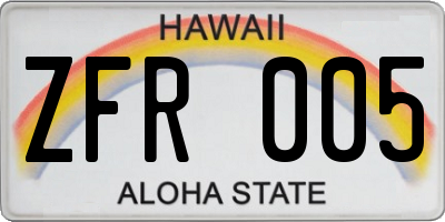HI license plate ZFR005