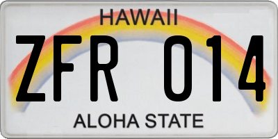 HI license plate ZFR014
