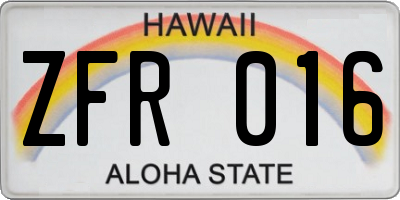 HI license plate ZFR016
