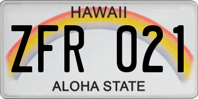 HI license plate ZFR021