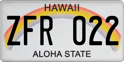 HI license plate ZFR022