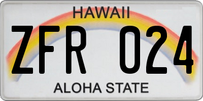 HI license plate ZFR024