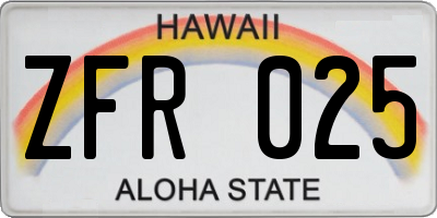 HI license plate ZFR025
