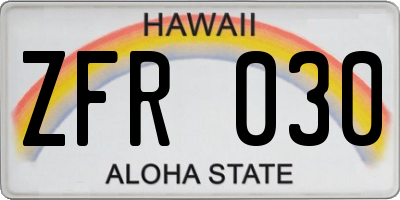 HI license plate ZFR030