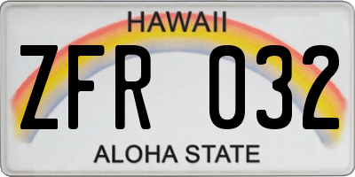 HI license plate ZFR032