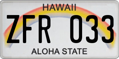 HI license plate ZFR033