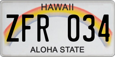 HI license plate ZFR034