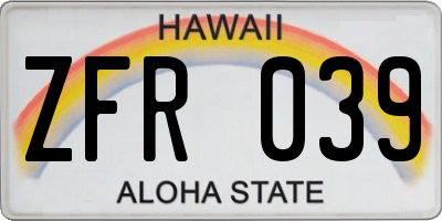 HI license plate ZFR039