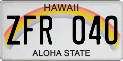 HI license plate ZFR040