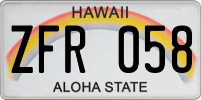 HI license plate ZFR058