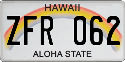 HI license plate ZFR062